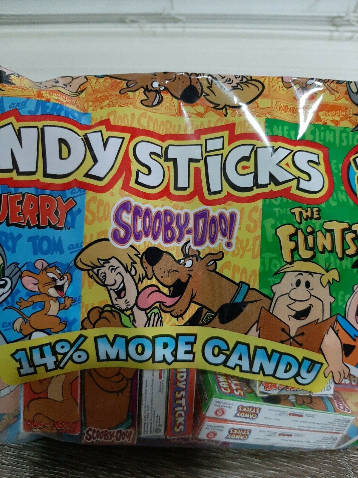 Candy Sticks Tom & Jerry, Scooby Doo, & Flintstones 50 piece 2.2 oz LOT ...