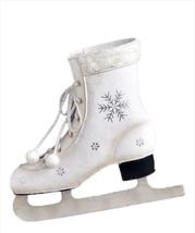 Figure Ice Skate Planter With Silver Snowflake Accents Faux Fur Cuff Wall Winter
