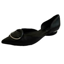Franco Sarto Reed Black Leather Kiltie Flats Pointed Toe Silver Women's Size 6 B - $34.65