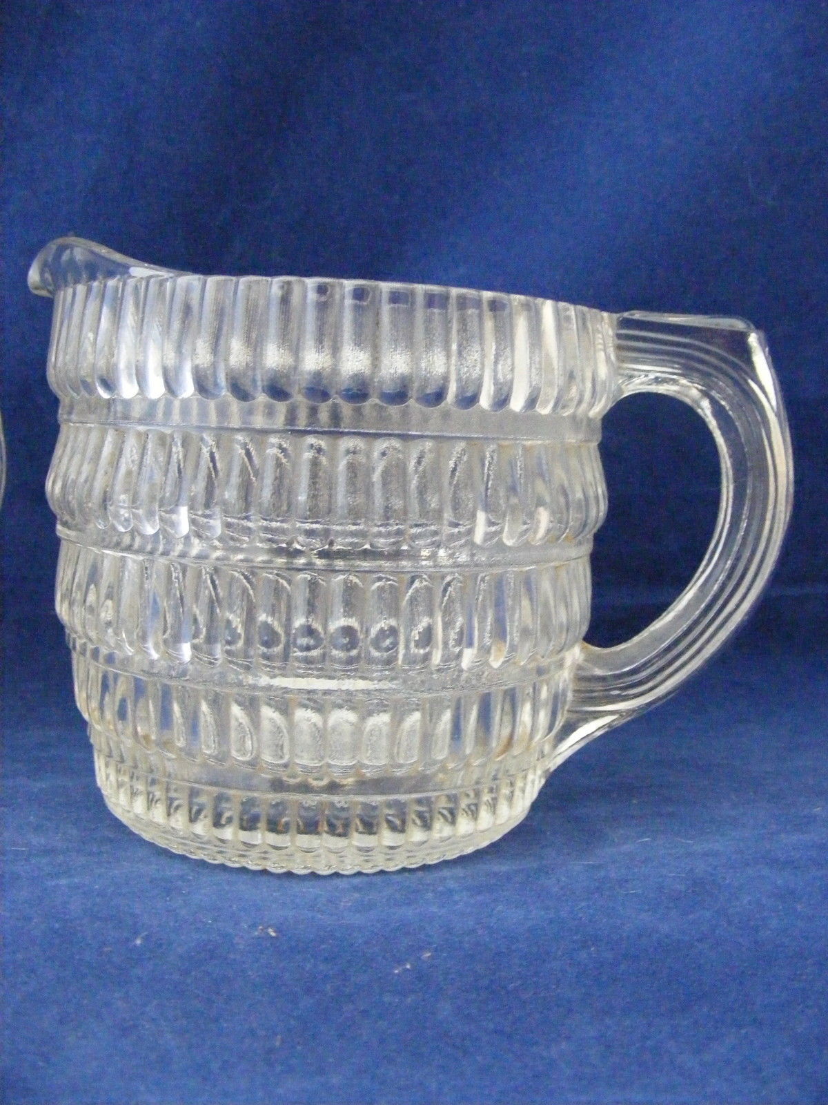 Vintage Clear Glass Ribbed Design Sugar Creamer & Toothpick Holder