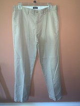 Land's End Men's Casual Dress Pants Plain Front High Rise Pull On Beige Size 32 - $14.99