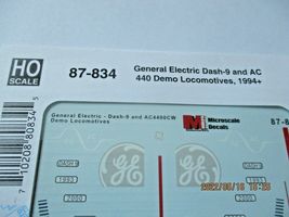 Microscale Decals Stock #87-834 General Electric Dash-9 and AC4400 Demo HO Scale image 7