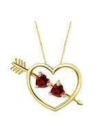 RED HEART GARNET 14K YELLOW GOLD FN 925 STERLING SILVER VALENTINE GIFT P... - $85.34