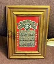  Wood Framed Fair Carnival Prize Budweiser Beer Bar Sign Glass Foil  - $33.66