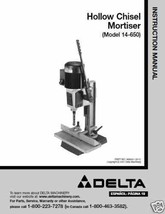 Delta Hollow Chisel Mortiser Instruction Manual 14-650 - $10.88