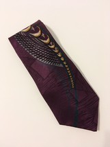 LT Designs Neck Tie 100% Silk Purple Gray Green Gold Abstract Menswear - $25.00