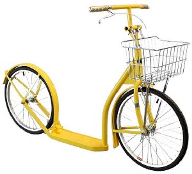 20" Adult BRIGHT YELLOW KICK SCOOTER Amish Bike w/ Basket & Brakes USA