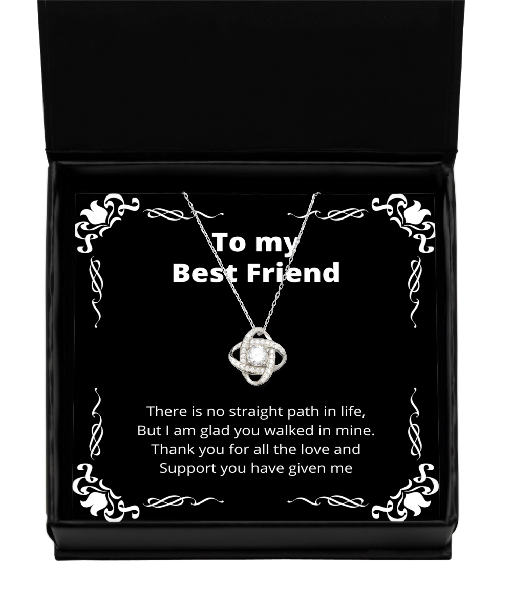 To my Best Friend, No straight path in life - Love Knot Silver Necklace. Model