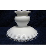 Fenton  Glass milk glass silver crest candle holders. set of two. - $25.00