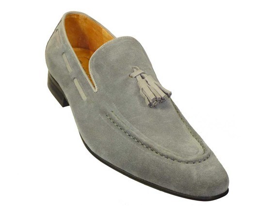 New Handmade Men's Tassels Fashion Shoes, Gray Suede Loafer Slip On Formal Shoes
