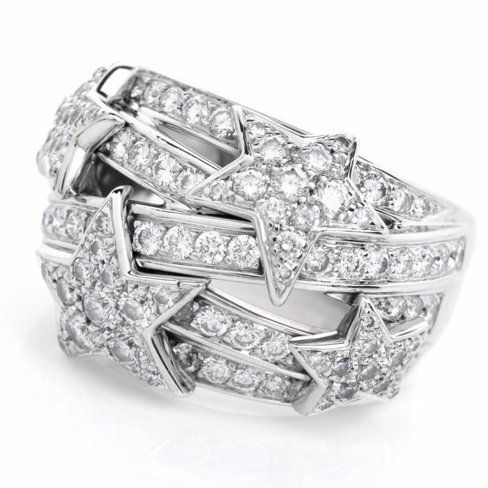 Twilight Star Diamond Cluster Wedding Ring 925 Silver