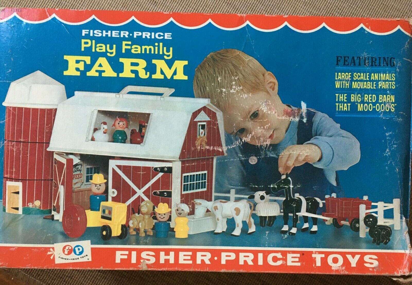 Fisher Price Vintage 70s Play Family Farm 915 Complete RARE Black Cow
