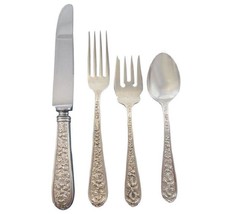 Corsage by Stieff Sterling Silver Floral Iris Flatware Set 8 Service 35 Pieces - $2,079.00