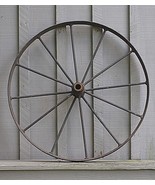 Antique Primitive Steel Spoke Wagon Wheel Cart Implement Farm Vintage De... - $247.49