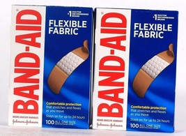 2 Boxes Band-Aid Flexible Fabric Comfortable 100 Ct All One Size Bandages