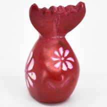 Hand Carved Kisii Soapstone Red Floral Holiday Reindeer Figurine Made in Kenya image 3