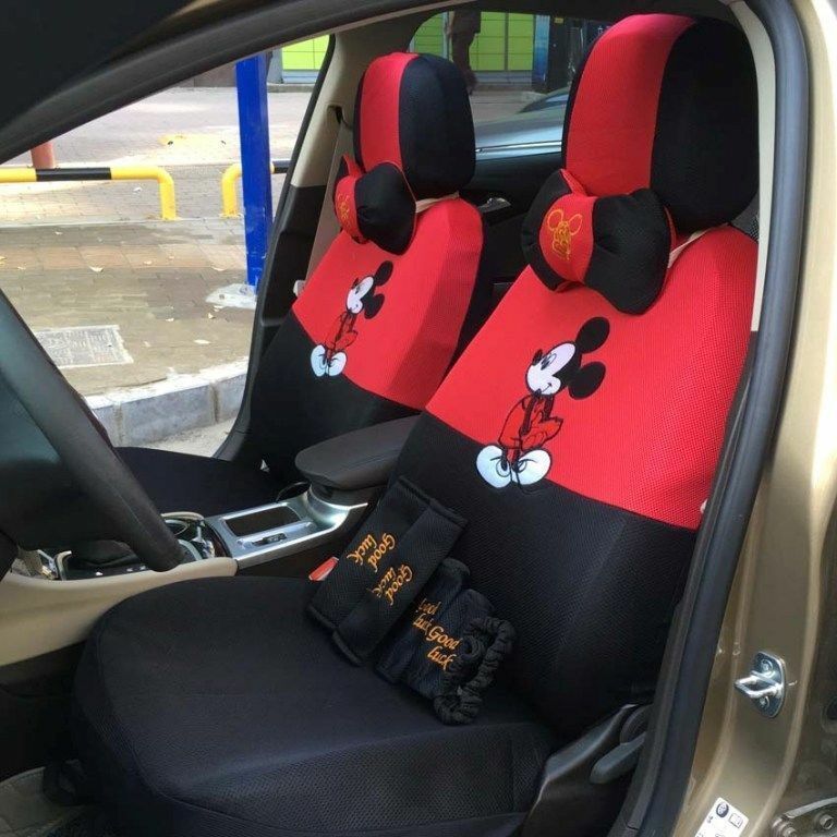 New 17 Pcs Mickey mouse Car Seat Cover Universal Cute Cartoon Accessory Interior