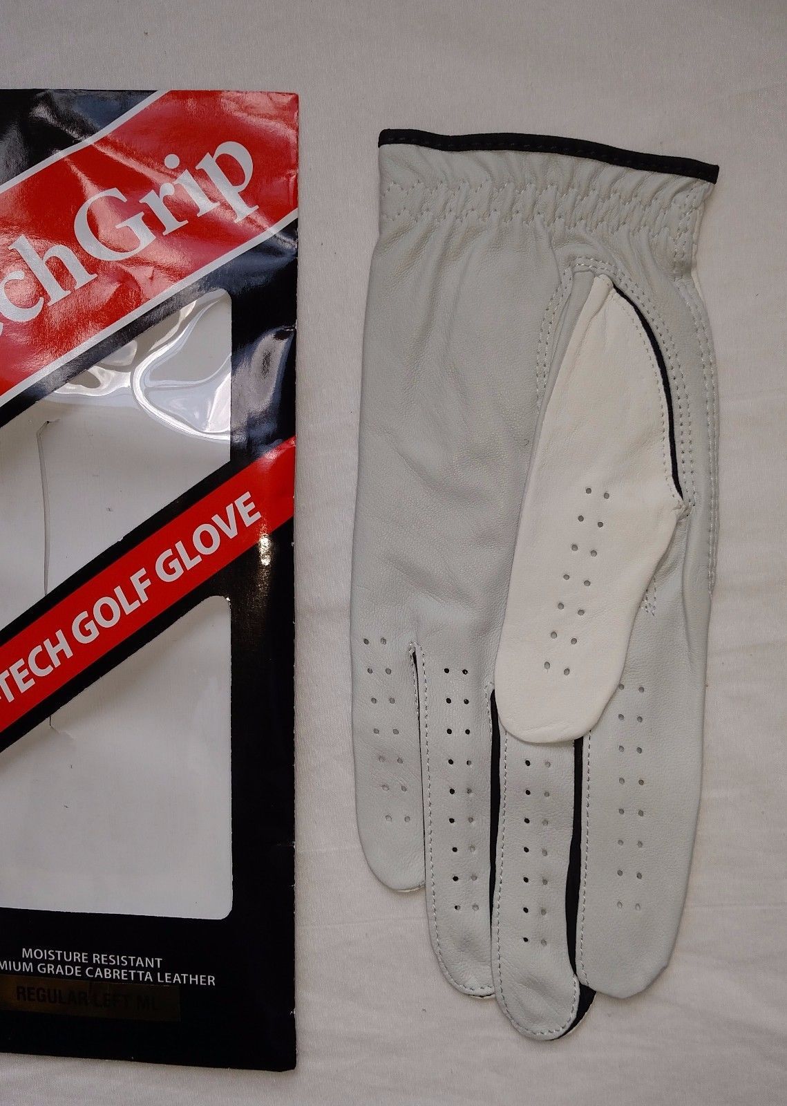 NEW TechGrip mg Golf High Tech Golf GLOVE Regular Mens Left ML Cabretta