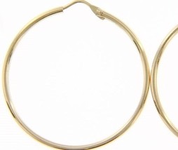 18K YELLOW GOLD ROUND CIRCLE EARRINGS DIAMETER 30 MM WIDTH 1.7 MM, MADE IN ITALY image 1