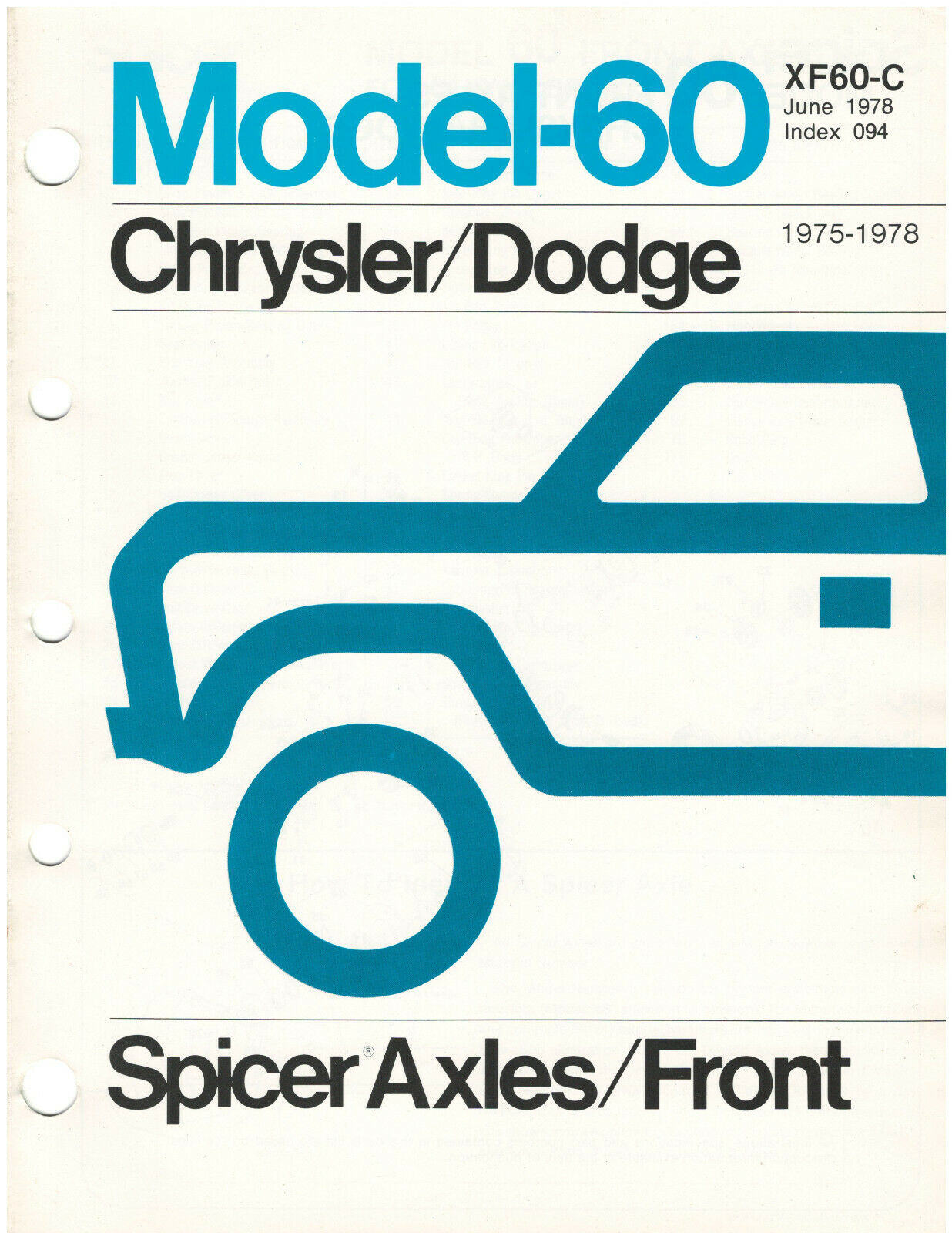 Dana Spicer 1975 78 Model 60 Chrysler Dodge Front Axle Catalog Xf60 C