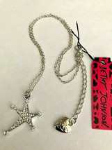 Betsey Johnson Silver Alloy Sparkle Crystal Rhinestone Star Necklace - $8.99