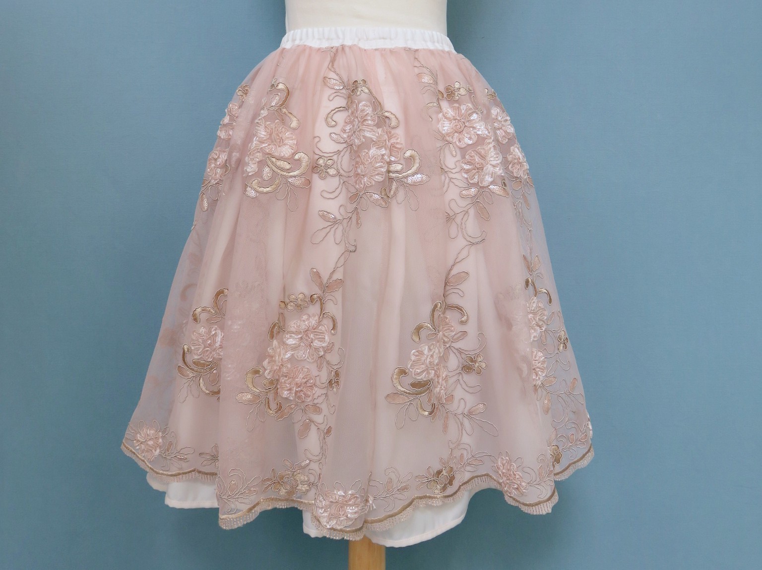 Lace Mini Skirt - Blush Pink - Lace Skirt - Sequins - Skirts