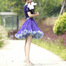 Women Above Knee Ruffle Layered Tulle Skirt Princess Plus Size Tiered Tutu Skirt image 5