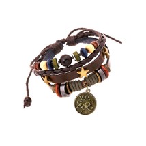  Handmade Genuine Real Leather Bracelet with Constellation Zodiac Sign Log - $19.45