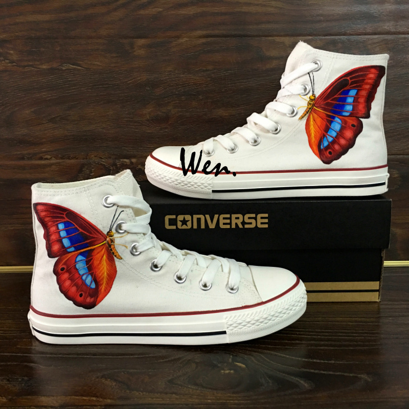 Butterfly Converse All Star Shoes Custom Hand Painted Canvas Sneakers High Tops