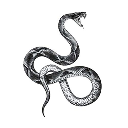 1 Sheet Gothic Style Snake Temporary Tattoo Sticker Black White Large ...