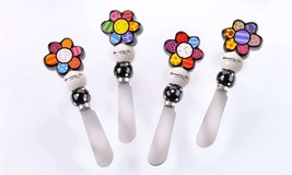 Romero Britto Gift Boxed Spreaders Set of 4 - Flower Rare Retired Collectible