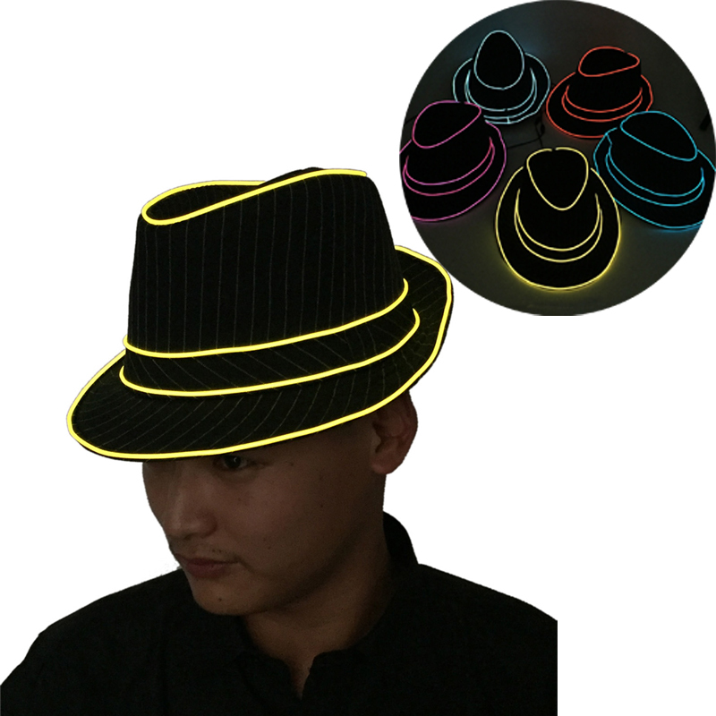 Unisex Flashing LED Lighting Bowler Hat Night Club Ball Top Hat Cap Party