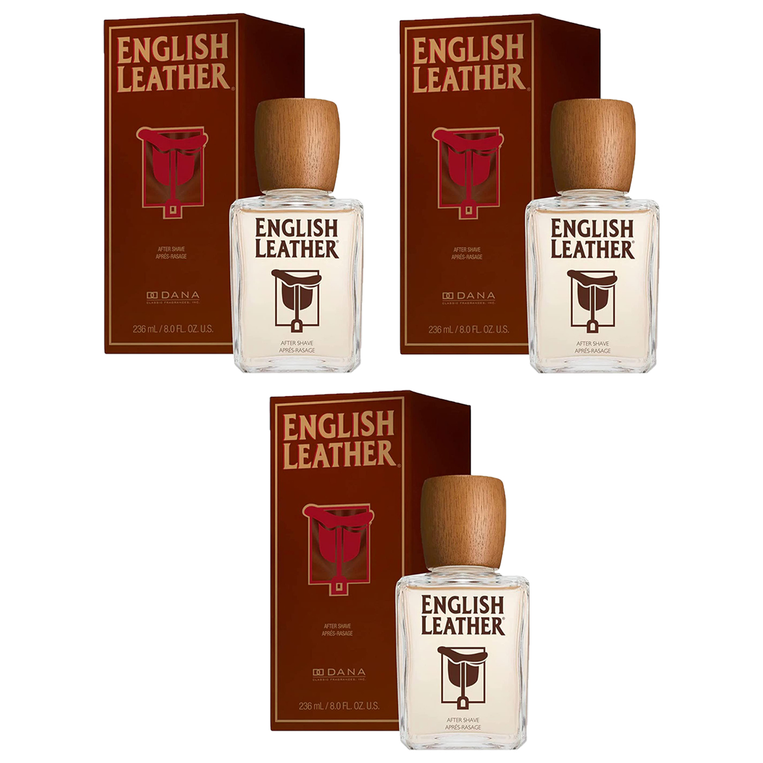 Pack of (3) New ENGLISH LEATHER by Dana for Men After Shave Splash, 8 Ounce