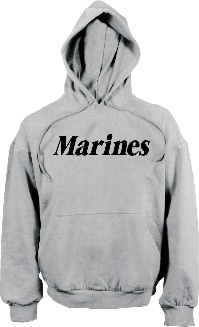 Grey Marines Pullover Hoodie PT USMC Military Hooded Sweatshirt Workout ...