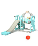 3 in 1 Toddler Climber Swing Set Multi-use Slide Playset w/Basketball Ho... - $204.99