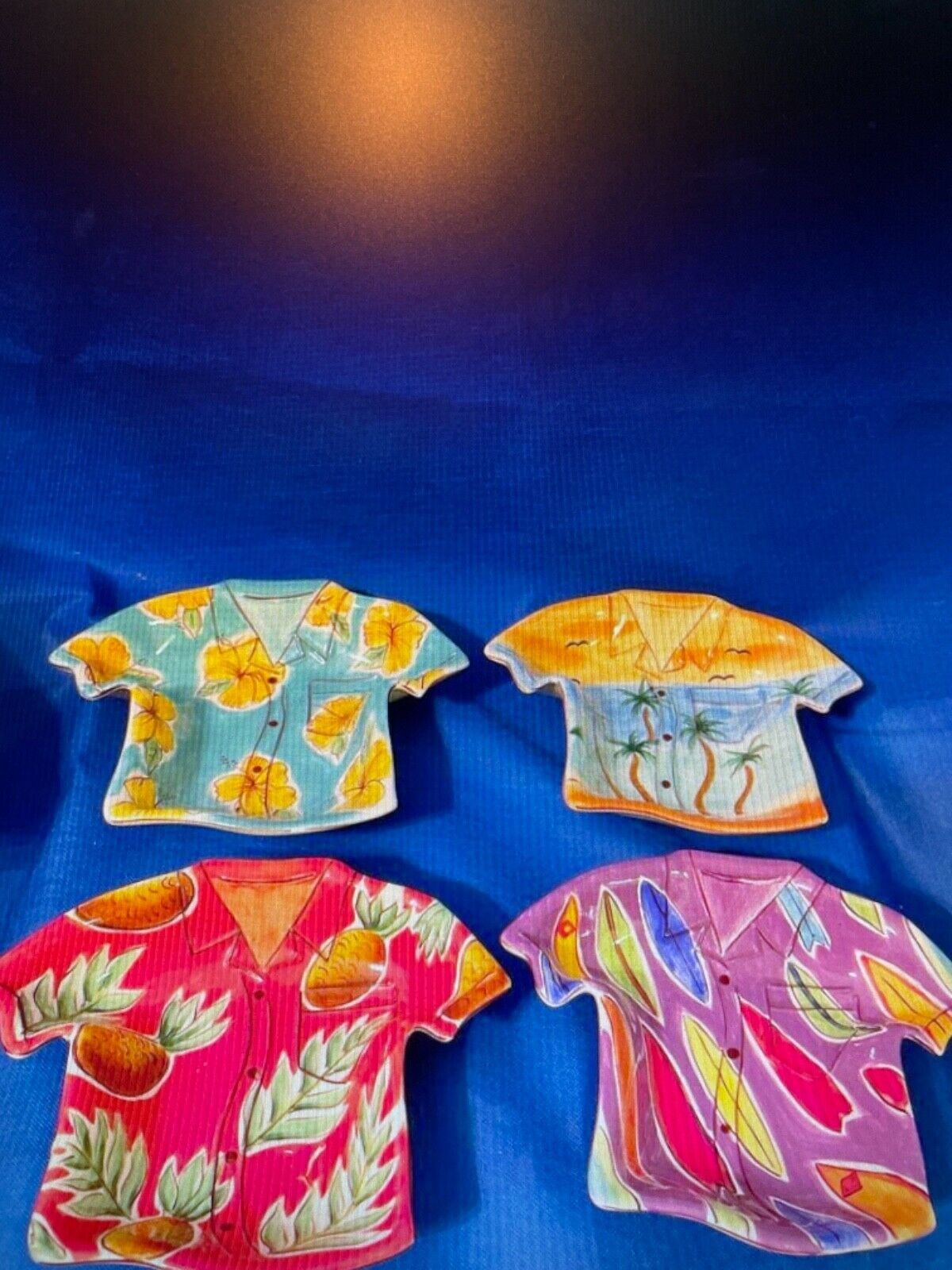 Clay Art Ceramic Aloha Tropical Summer Hawaiian Shirt Serving Bowl Dish