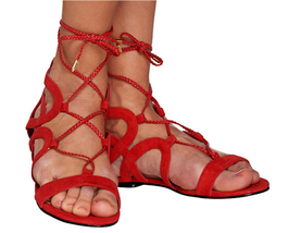 Marc Fisher Suede Lace-up Sandals - Kapre Dark Red 6M - $44.09