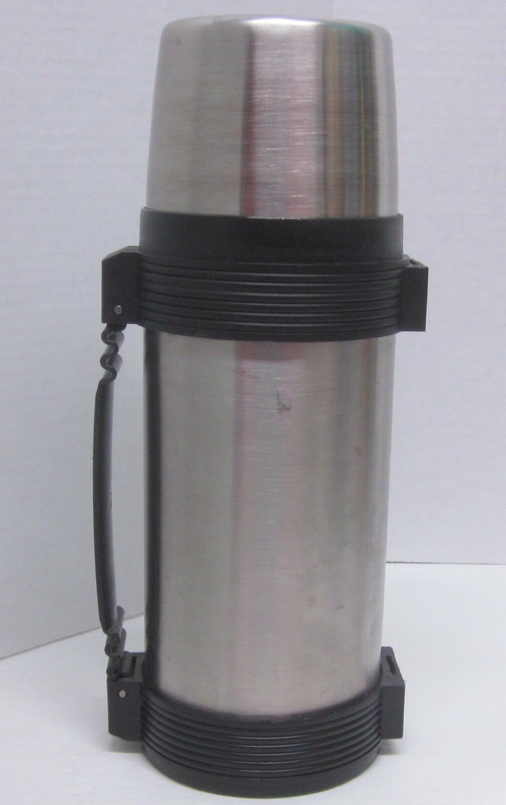 THERMOS BRAND VINTAGE STAINLESS STEEL 1 LITER USA POUR THROUGH STOPPER