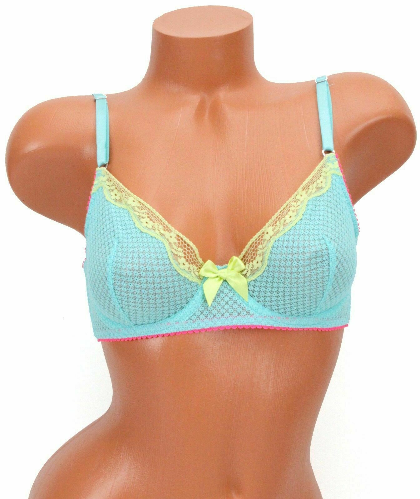 Victorias Secret Very Sexy Unlined Demi Bra Blue With Neon Lace Size 32a Nwt Bras And Bra Sets 