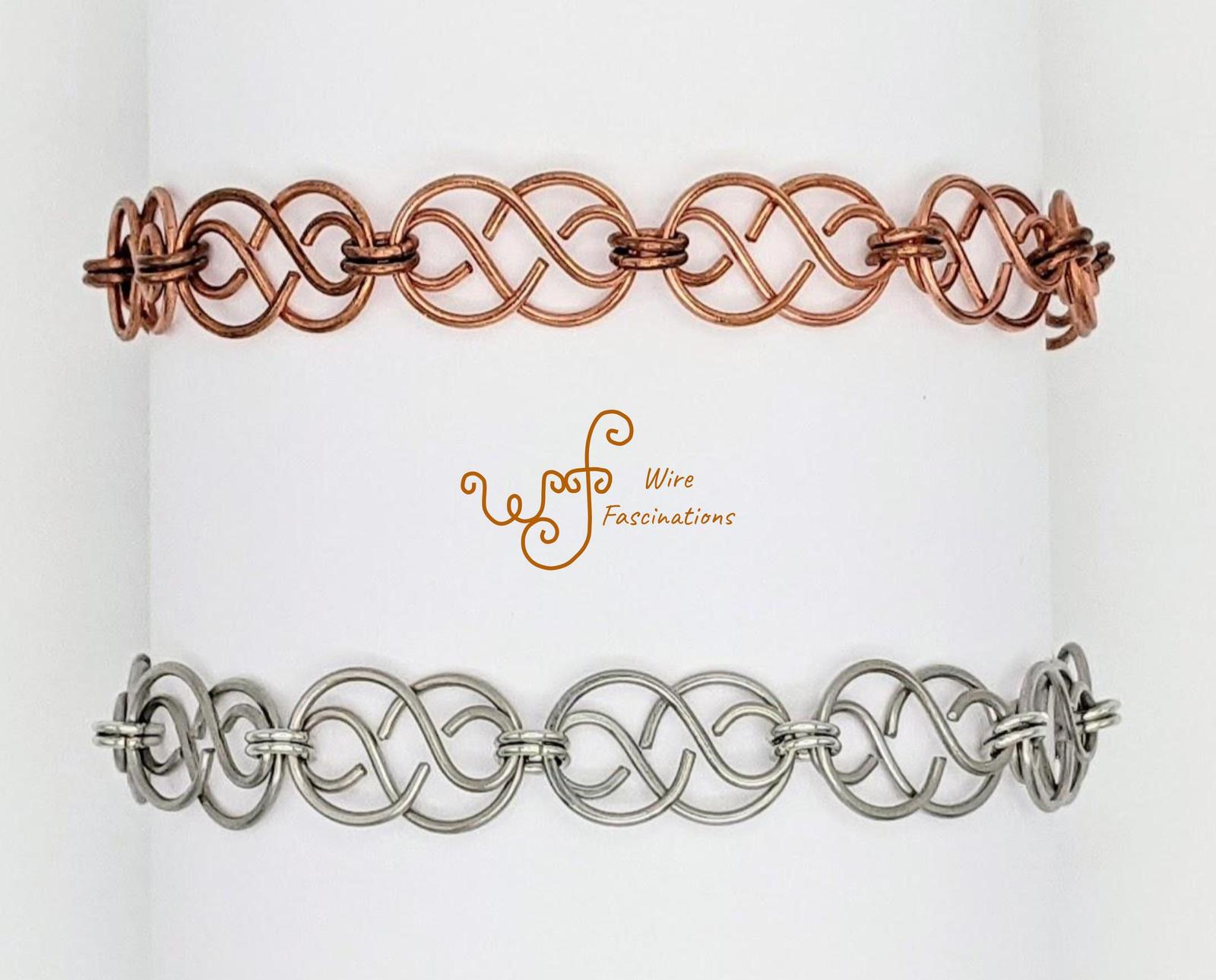 Handmade solid copper or stainless steel bracelet: Celtic chained links