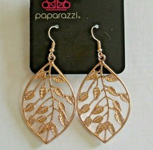 Filagree Leaf Gold Tone Dangle Fishhook Earrings New Paparazzi - $8.42