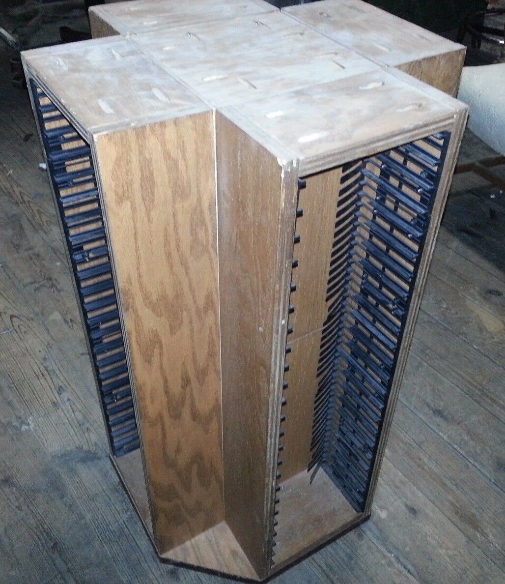 33" Solid Oak Spinning DVD Rack or Stand NEEDS Top Holds 100 DVDs Total