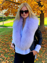 Arctic Fox Fur Stole 55' (140cm) Saga Furs Lavender Fox Fur Boa Collar Scarf