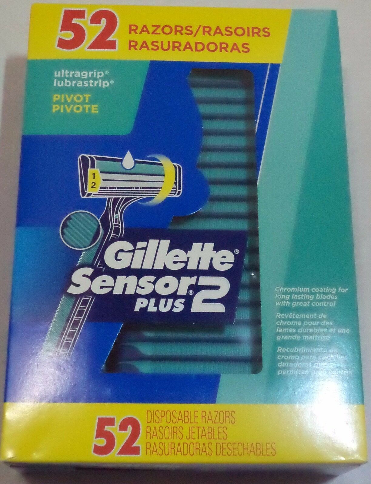 One box of 52 Men's Gillette Custom Plus Disposable Razor with Powder