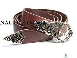 NAUTICALMART Medieval Brown Leather Belt 165 x 3 x 0.3 cm Brown With Buckle and 