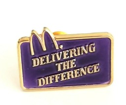 Vintage McDonalds Delivering The Difference Gold Tone Purple Enamel Lapel Pin - $11.14