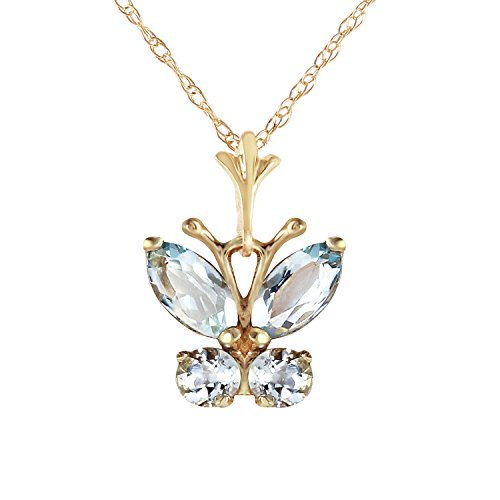 Galaxy Gold GG 0.68 Carat 14k14 Solid Gold Necklace with Natural Aquamarine But