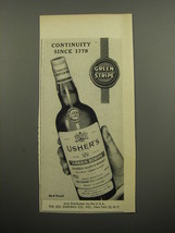 1955 Usher&#39;s Green Stripe Scotch Ad - Continuity since 1779 - $14.99