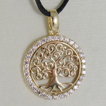 18K YELLOW GOLD TREE OF LIFE PENDANT, 0.75 INCHES, ZIRCONIA, MADE IN ITALY image 2
