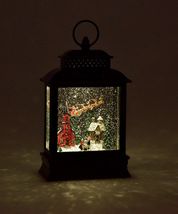 Christmas Water Lantern Village Scene with Santa Sleigh LED Lights Up 10" High image 3